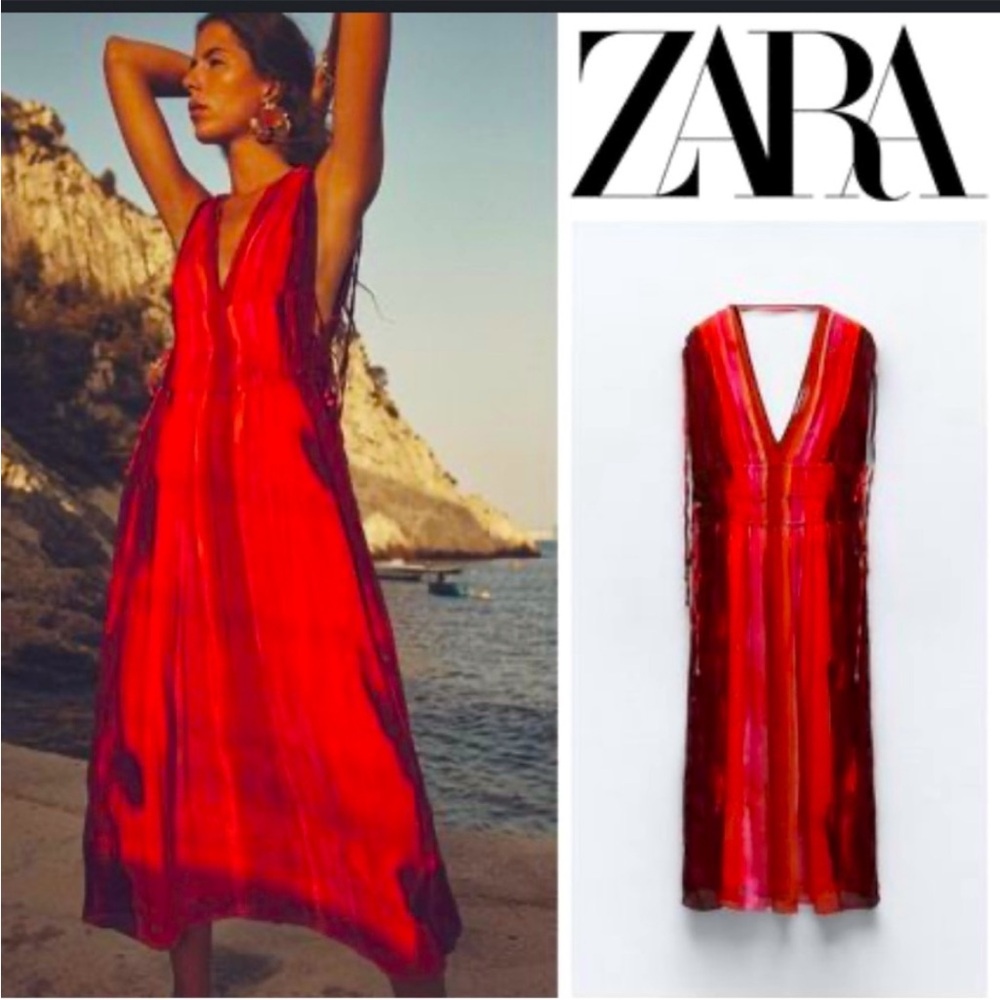 🌺🎉🌺 Beautiful Zara Beaded Sleeveless Tie Dye Maxi Dress